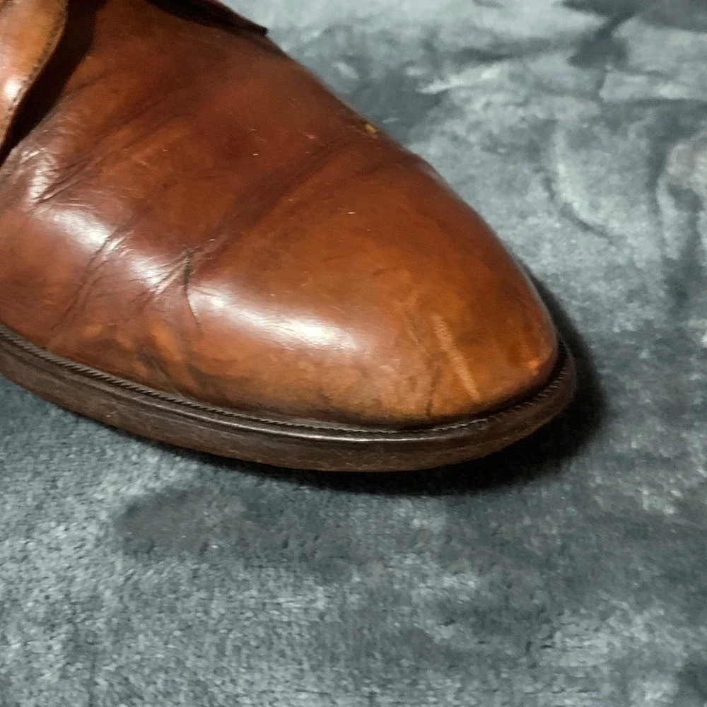 Bally Mens Brown Leather Derby Dress Shoes Made in Italy Lace Up Plain Toe 9.5